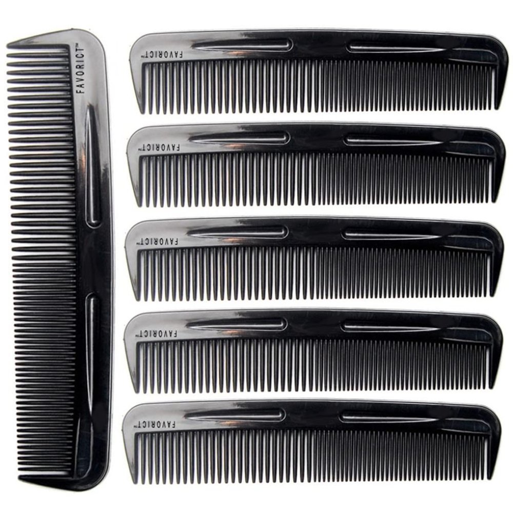 LUXXII (6 Pack) 5" Pocket Hair Comb Beard & Mustache Combs for Men's Hair Beard